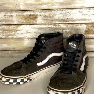 VANS Old School Gray Suede Skate Board High Top Shoes JUNIORS  Size 5 Checkered